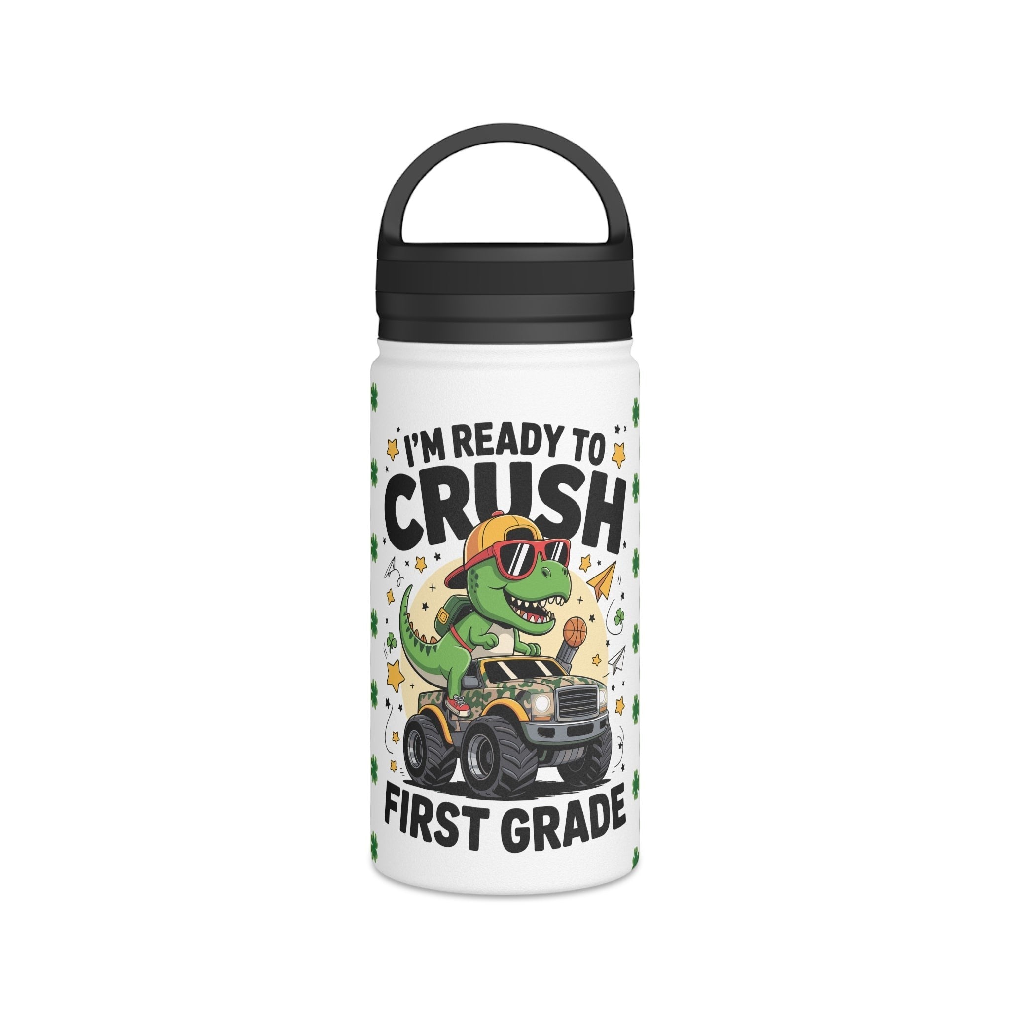 First Grade Dino-Themed Stainless Steel Water Bottle, Perfect for Kids, Back to School, First Grade, Eco-Friendly