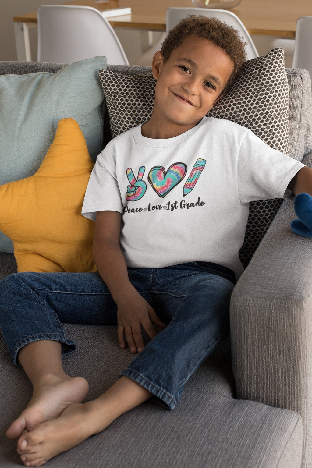 Peace Love 1st Grade Youth Tee, Back to School Outfit