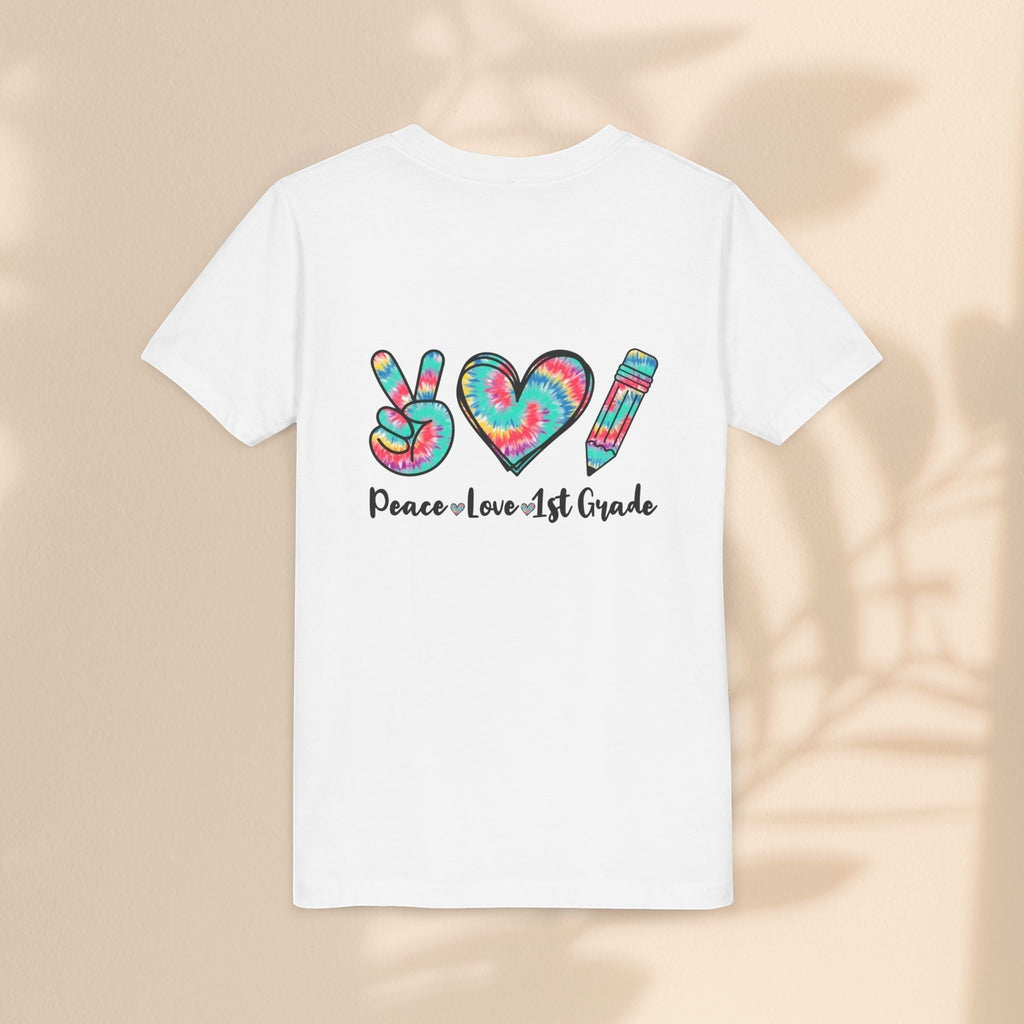 Peace Love 1st Grade Youth Tee, Back to School Outfit
