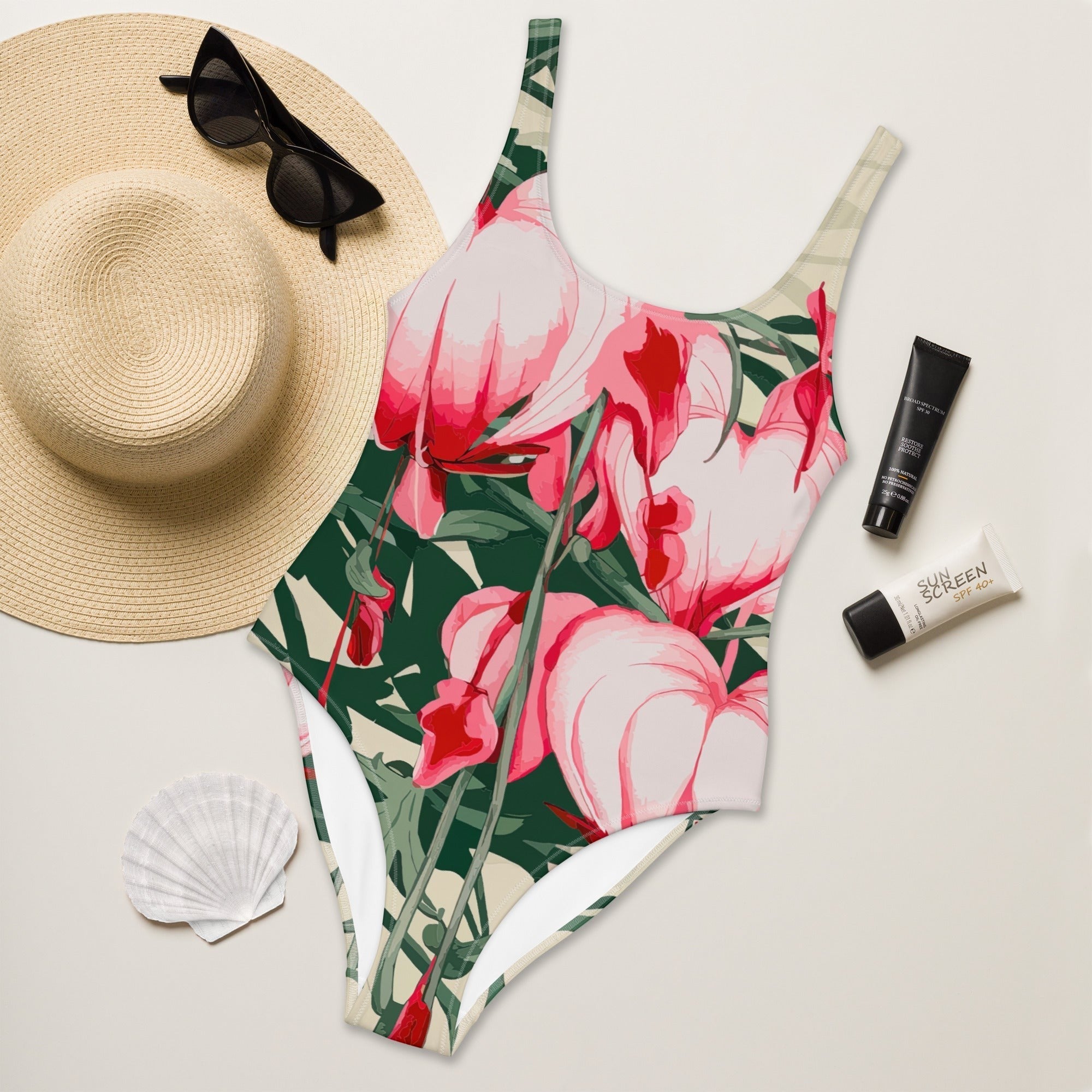 One-Piece Swimsuit - Flowers