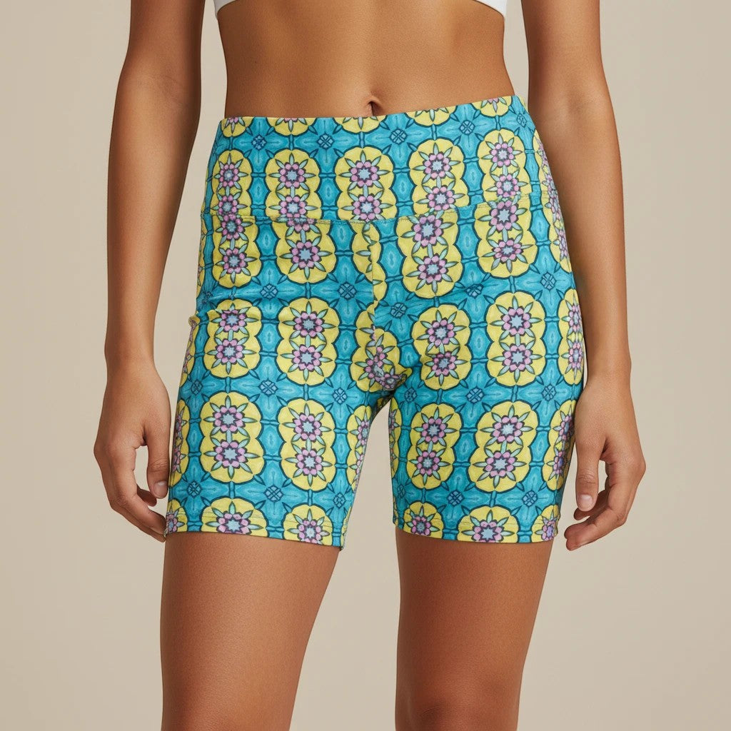 Circle Flowers Women's Workout Shorts - Comfortable & Stylish Athletic Gear