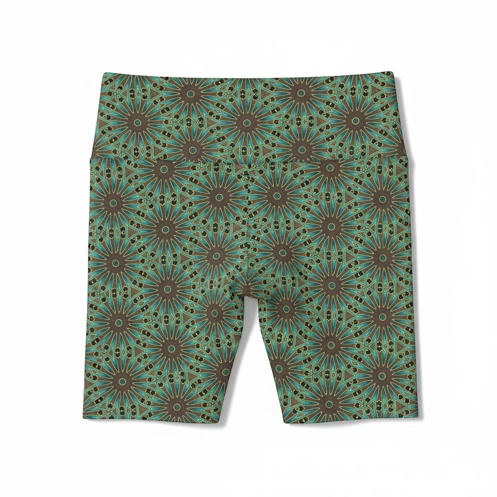 Earthly Harmony Women's Workout Shorts - Floral Pattern for Yoga and Fitness