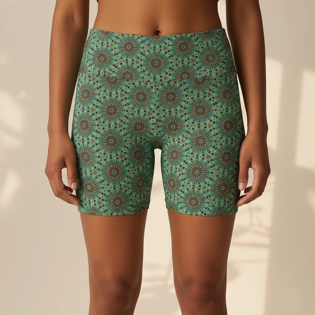 Earthly Harmony Women's Workout Shorts - Floral Pattern for Yoga and Fitness