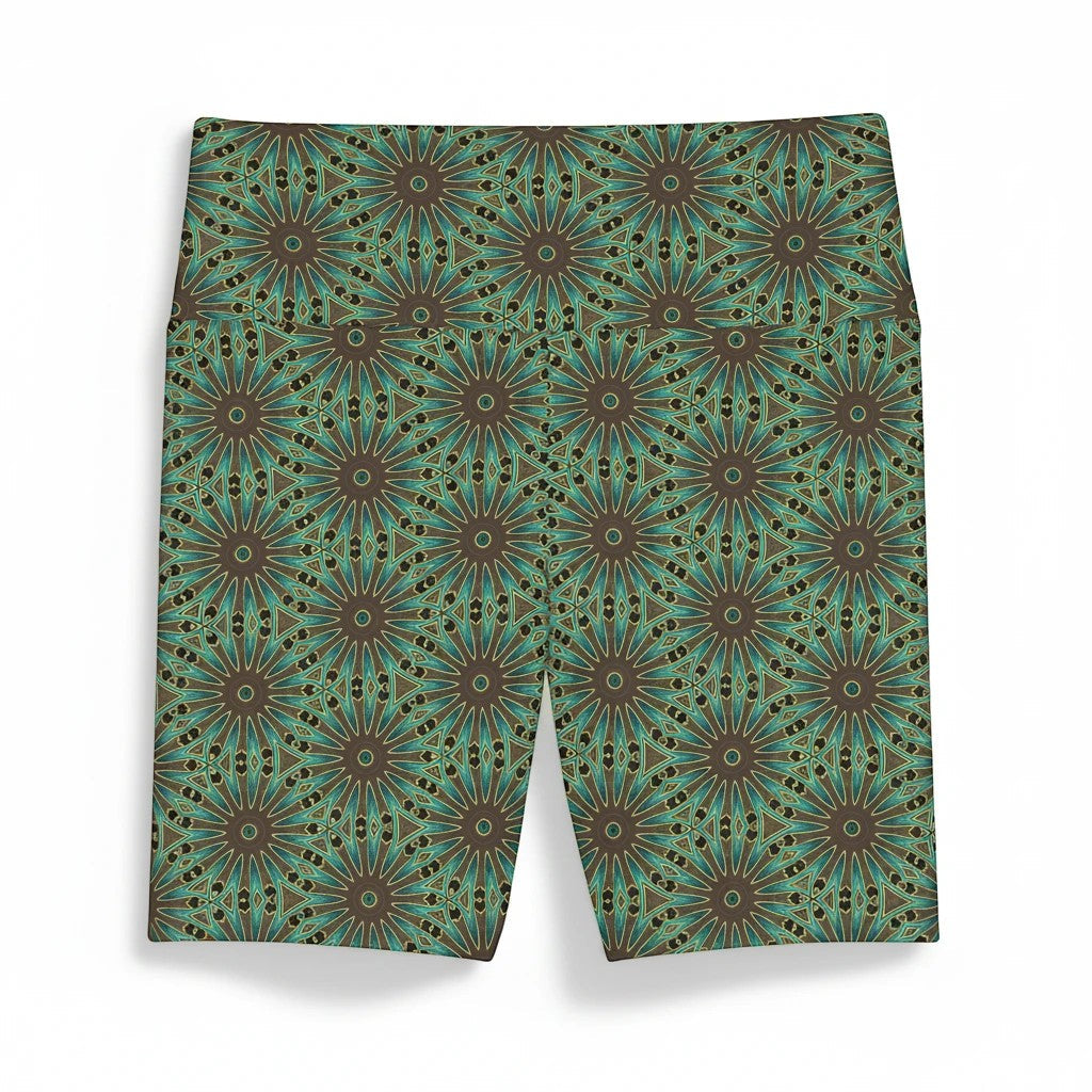 Earthly Harmony Women's Workout Shorts - Floral Pattern for Yoga and Fitness
