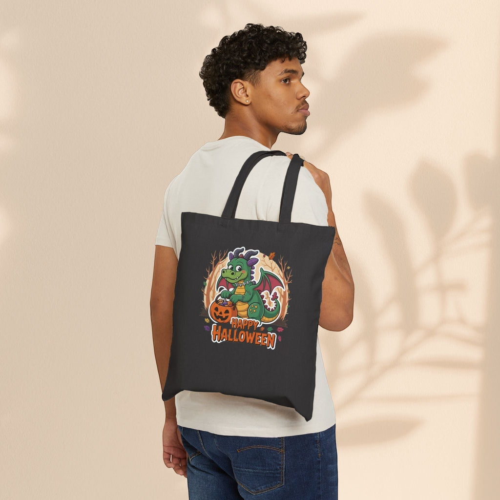 Halloween Dragon Cotton Canvas Tote Bag – Eco-Friendly Trick-or-Treat & Holiday Shopping Bag