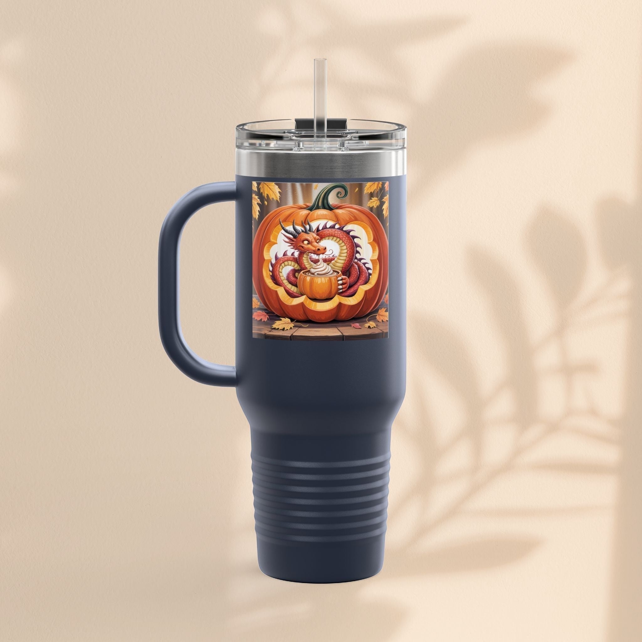 Dragon Pumpkin Halloween Insulated Travel Mug – 40oz Stainless Steel Tumbler