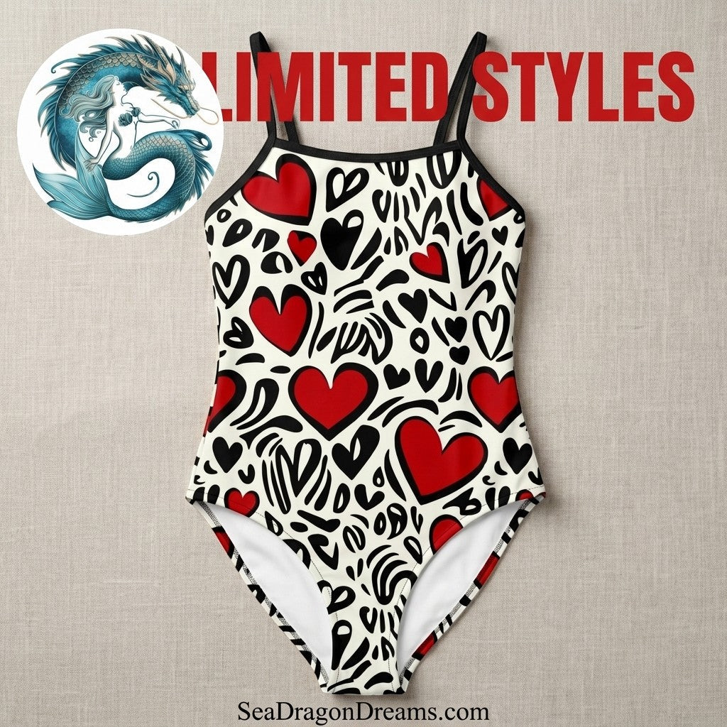 Heart Pattern One-Piece Swimsuit | Women’s Fun Summer Style