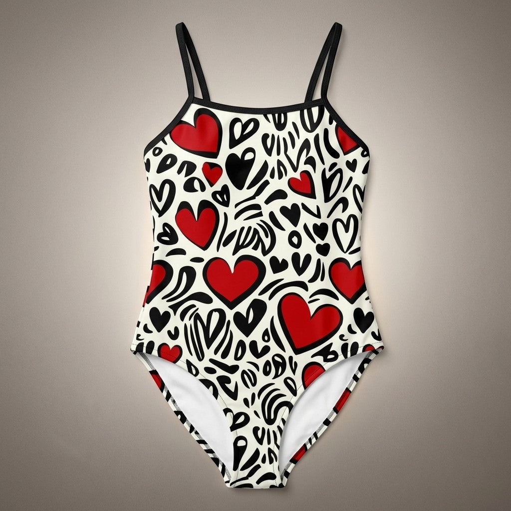 Heart Pattern One-Piece Swimsuit | Women’s Fun Summer Style