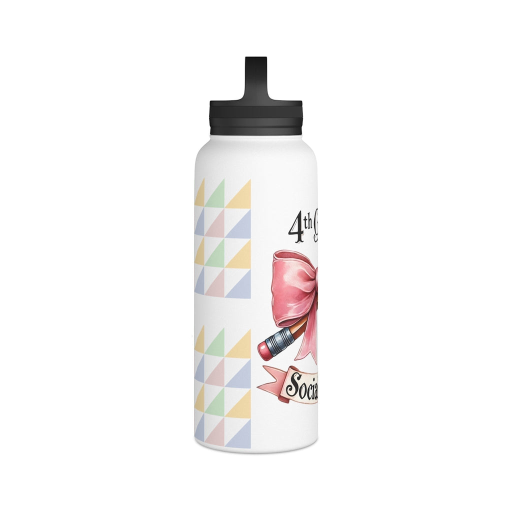 4th Grade Social Club Stylish Insulated Water Bottle, Cute Design for Kids, Back to School, Eco-Friendly Bottle, Gym and Sports Use