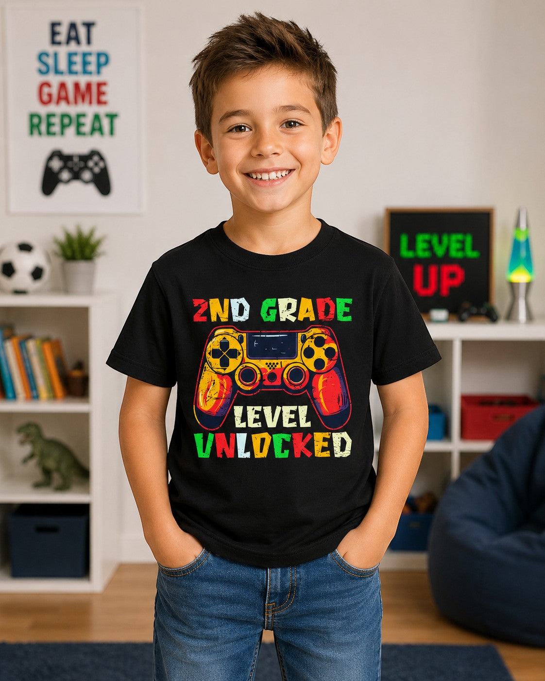 2nd Grade Gamer Kids T-Shirt – Level Unlocked Back to School Tee
