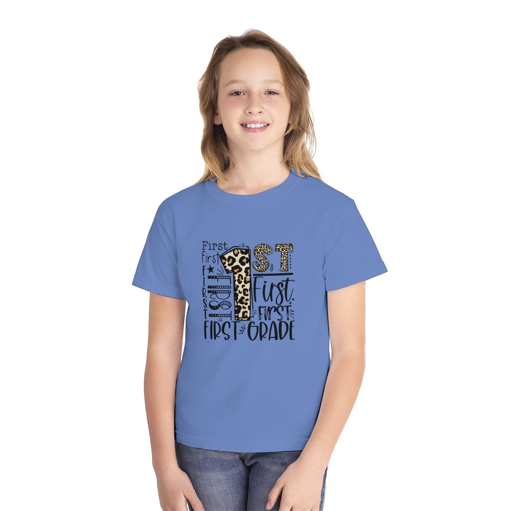 Leopard Print First Grade Kids T-Shirt – Cute Back to School Tee