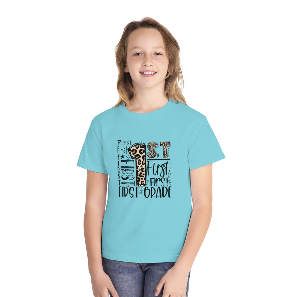 Leopard Print First Grade Kids T-Shirt – Cute Back to School Tee