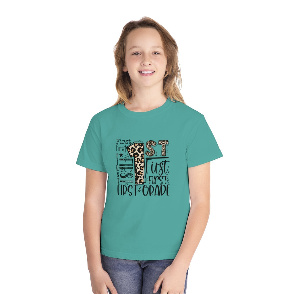 Leopard Print First Grade Kids T-Shirt – Cute Back to School Tee