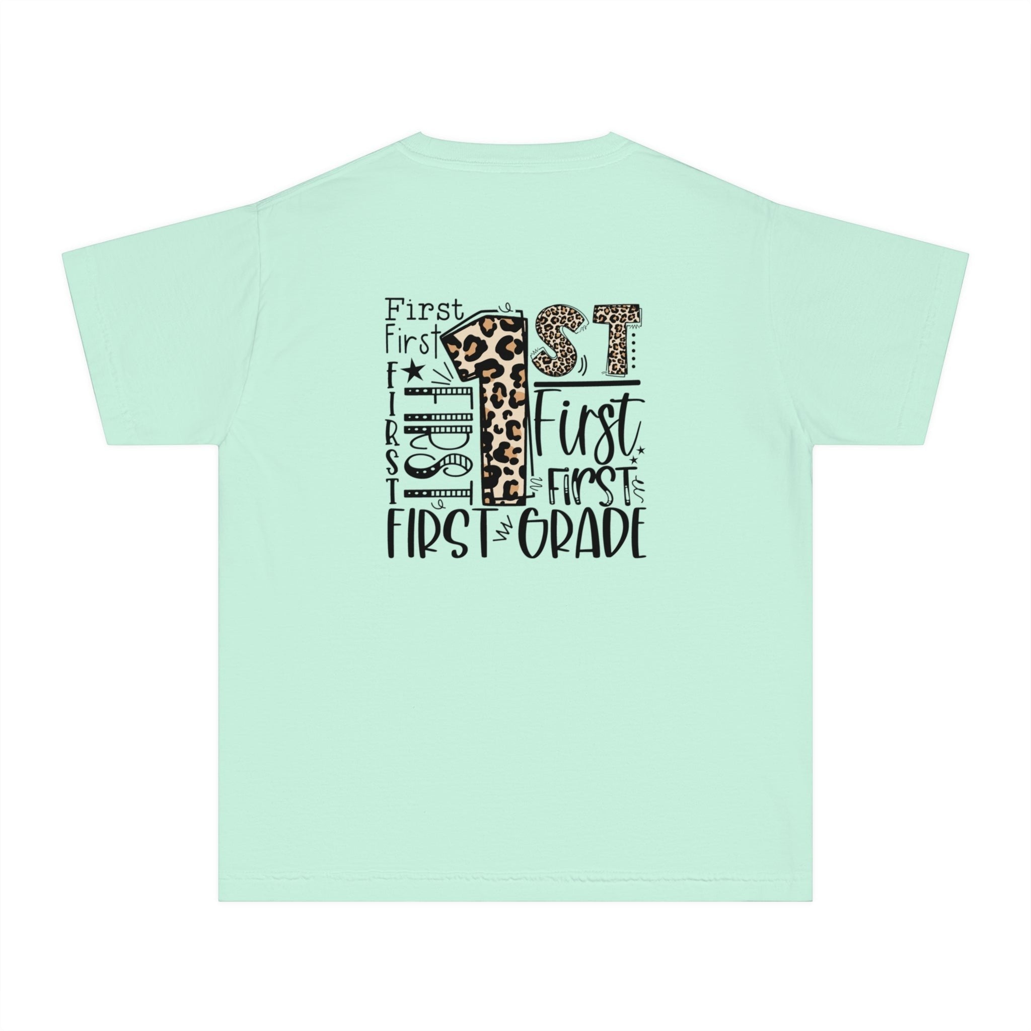 Leopard Print First Grade Kids T-Shirt – Cute Back to School Tee