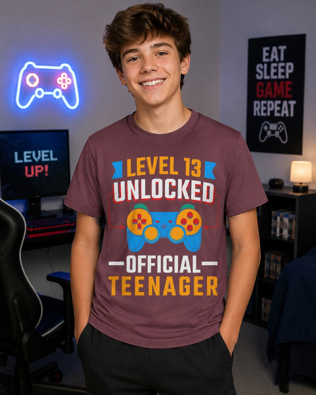 Level Up 13 Gamer T-Shirt | Teen Birthday Gaming Tee