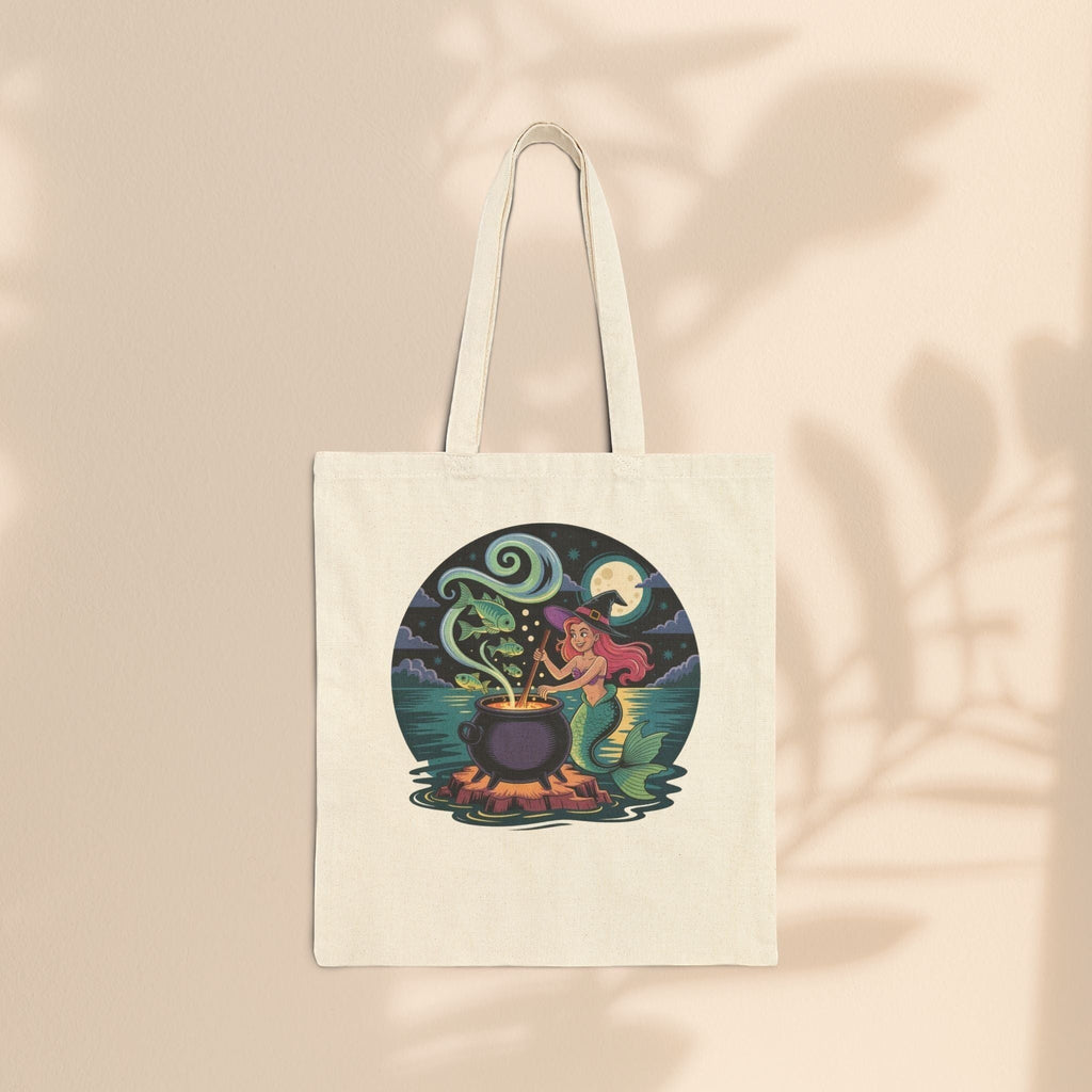 Enchanting Mermaid Cauldron Tote Bag – Eco-Friendly Shopping & Witchy Beach Bag
