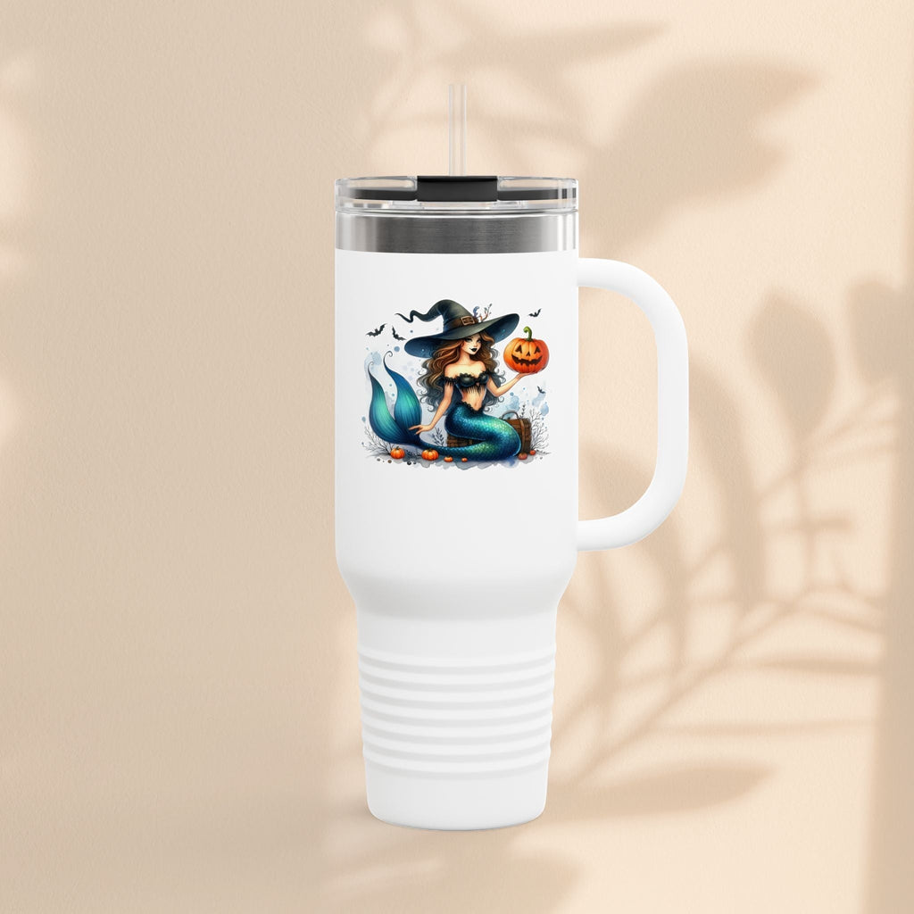 Mermaid & Pumpkin Halloween Travel Mug – 40oz Insulated Tumbler for Gifts & Parties