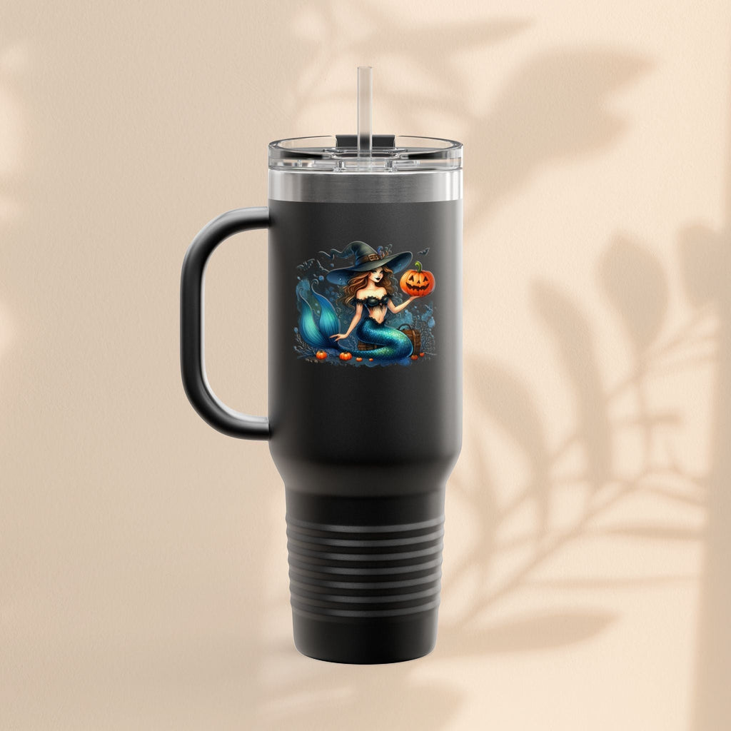 Mermaid & Pumpkin Halloween Travel Mug – 40oz Insulated Tumbler for Gifts & Parties
