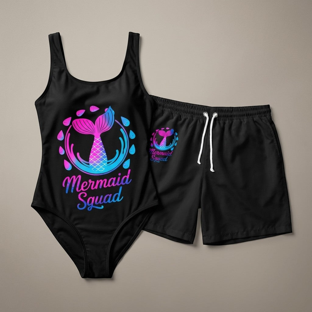 Mermaid Squad Vintage Swimsuit for Women - Fun & Stylish Swimwear