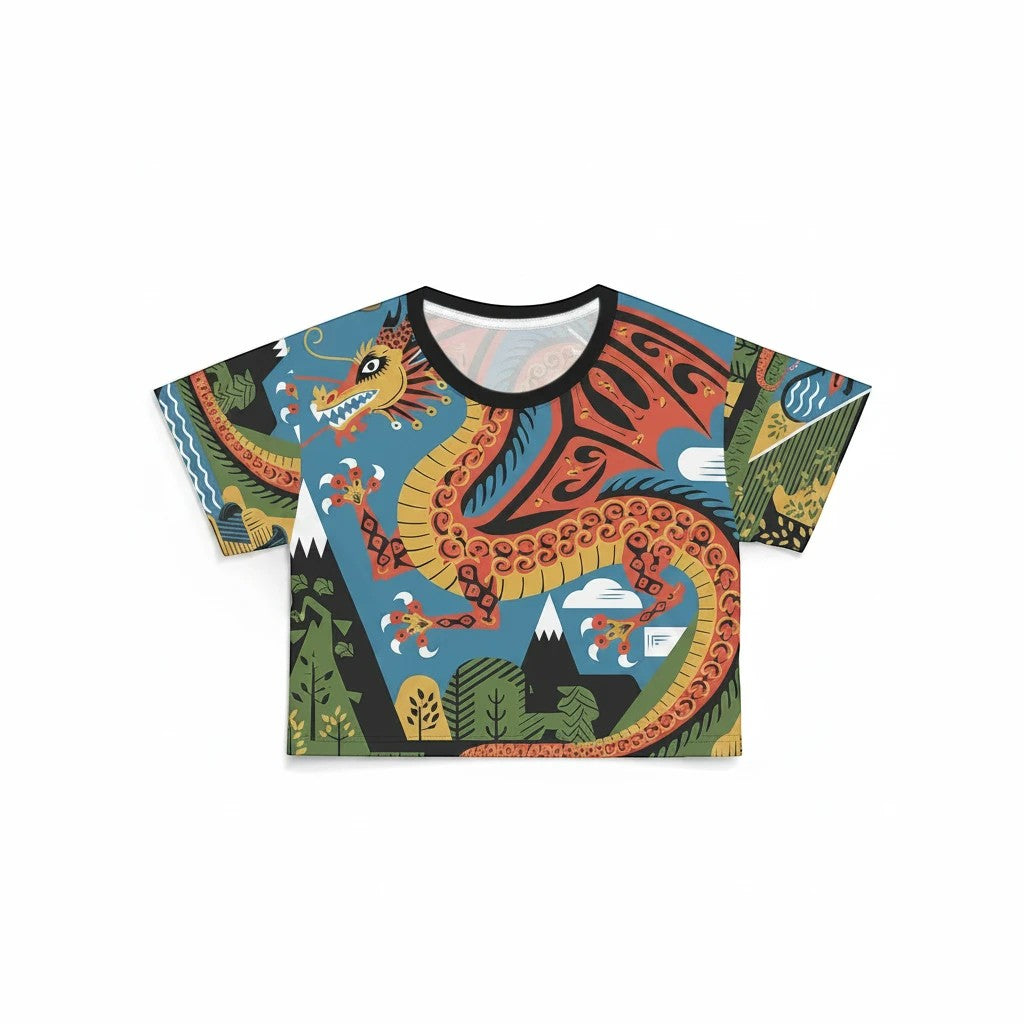 Mexican Dragon Crop Tee – Women's Fiesta Graphic Shirt