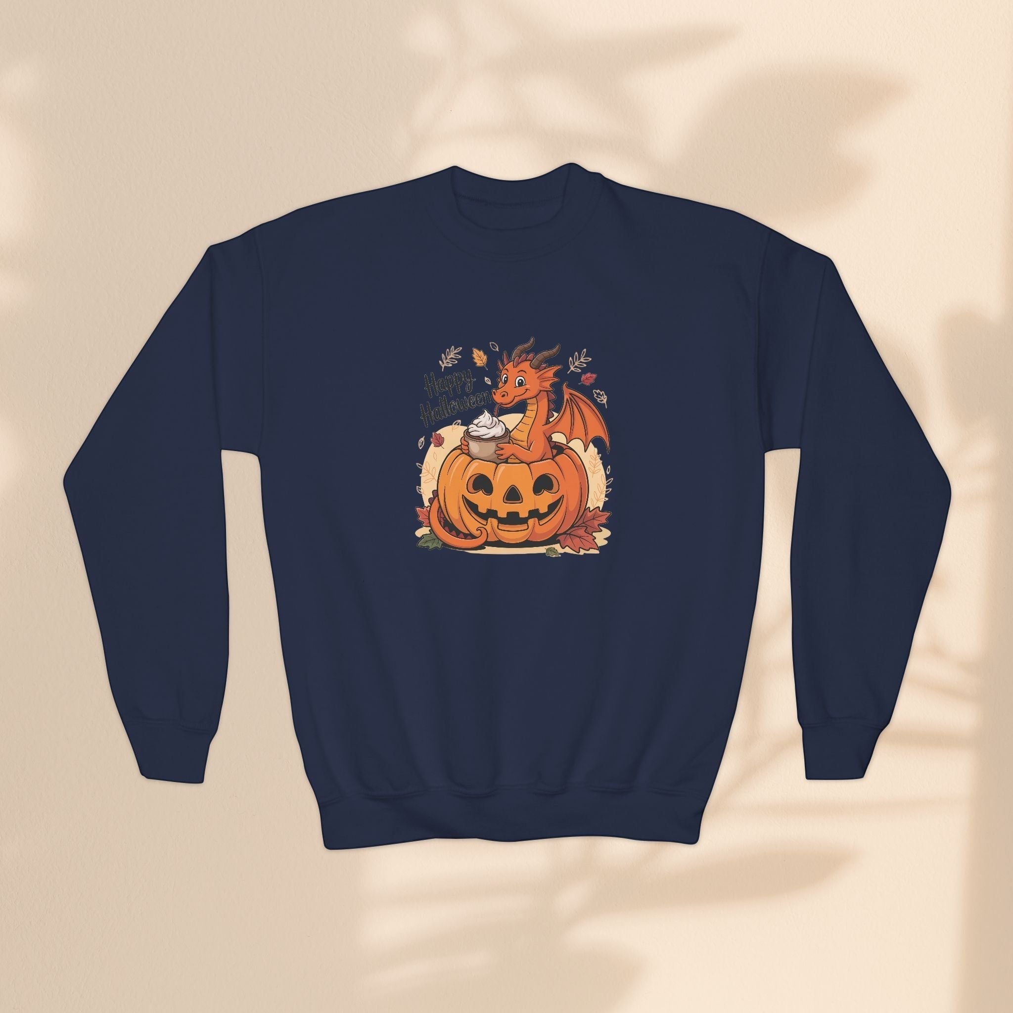 Halloween Pumpkin Dragon Youth Crewneck Sweatshirt
