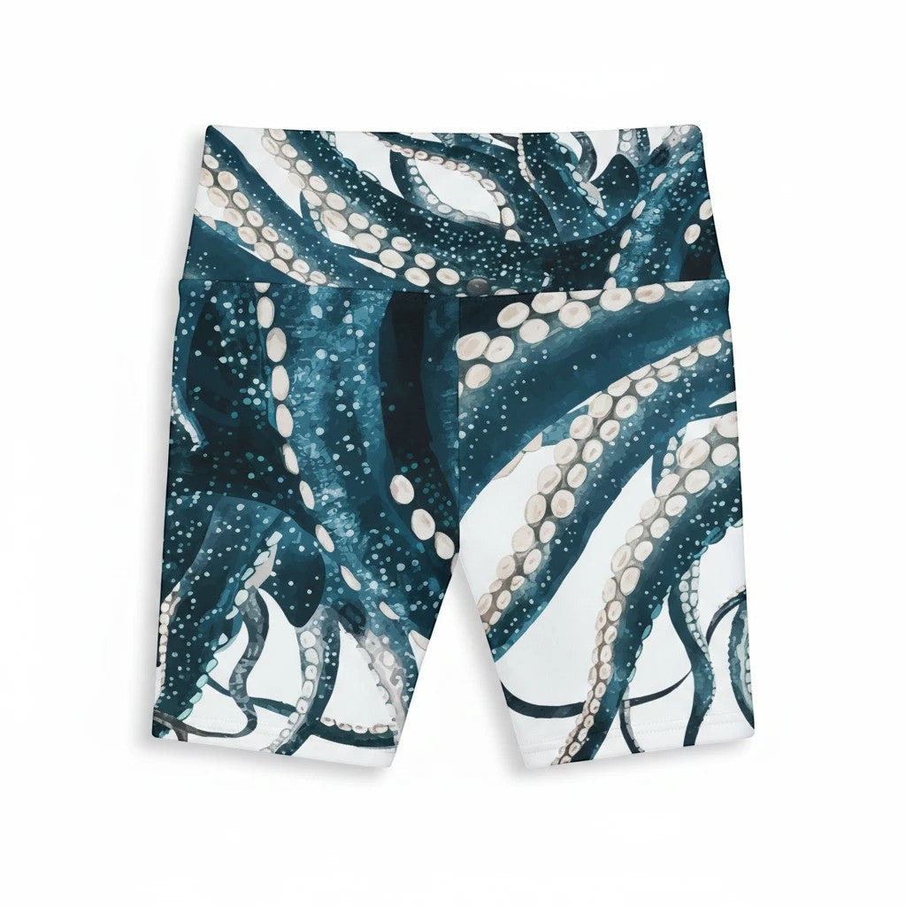 Ocean-Inspired Women's Workout Shorts | Octopus Design for Active Lifestyle