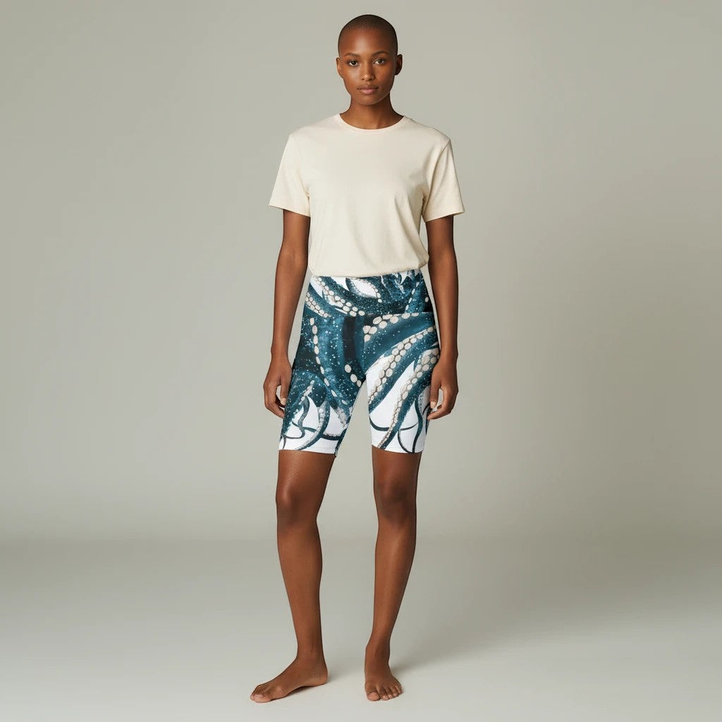 Ocean-Inspired Women's Workout Shorts | Octopus Design for Active Lifestyle