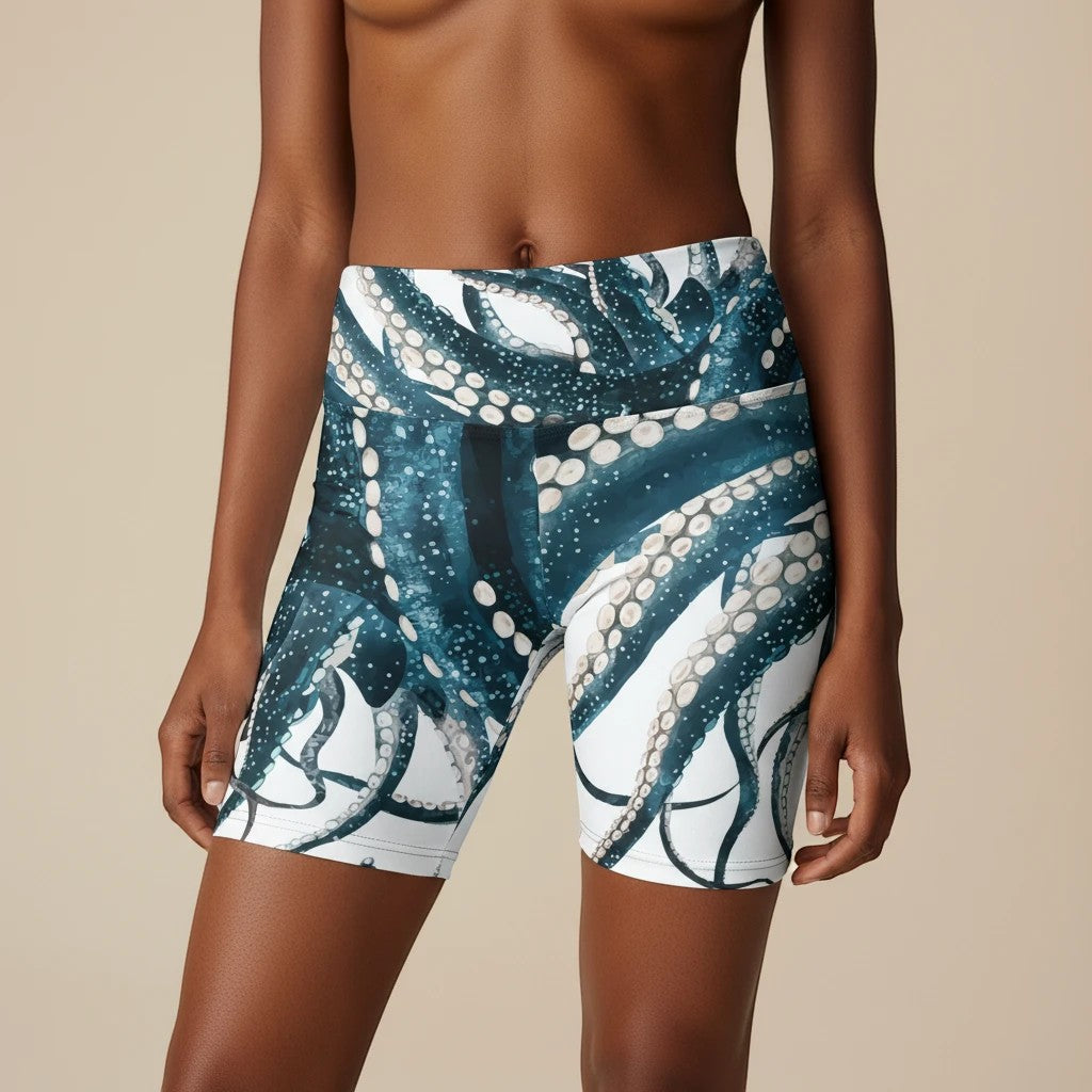 Ocean-Inspired Women's Workout Shorts | Octopus Design for Active Lifestyle