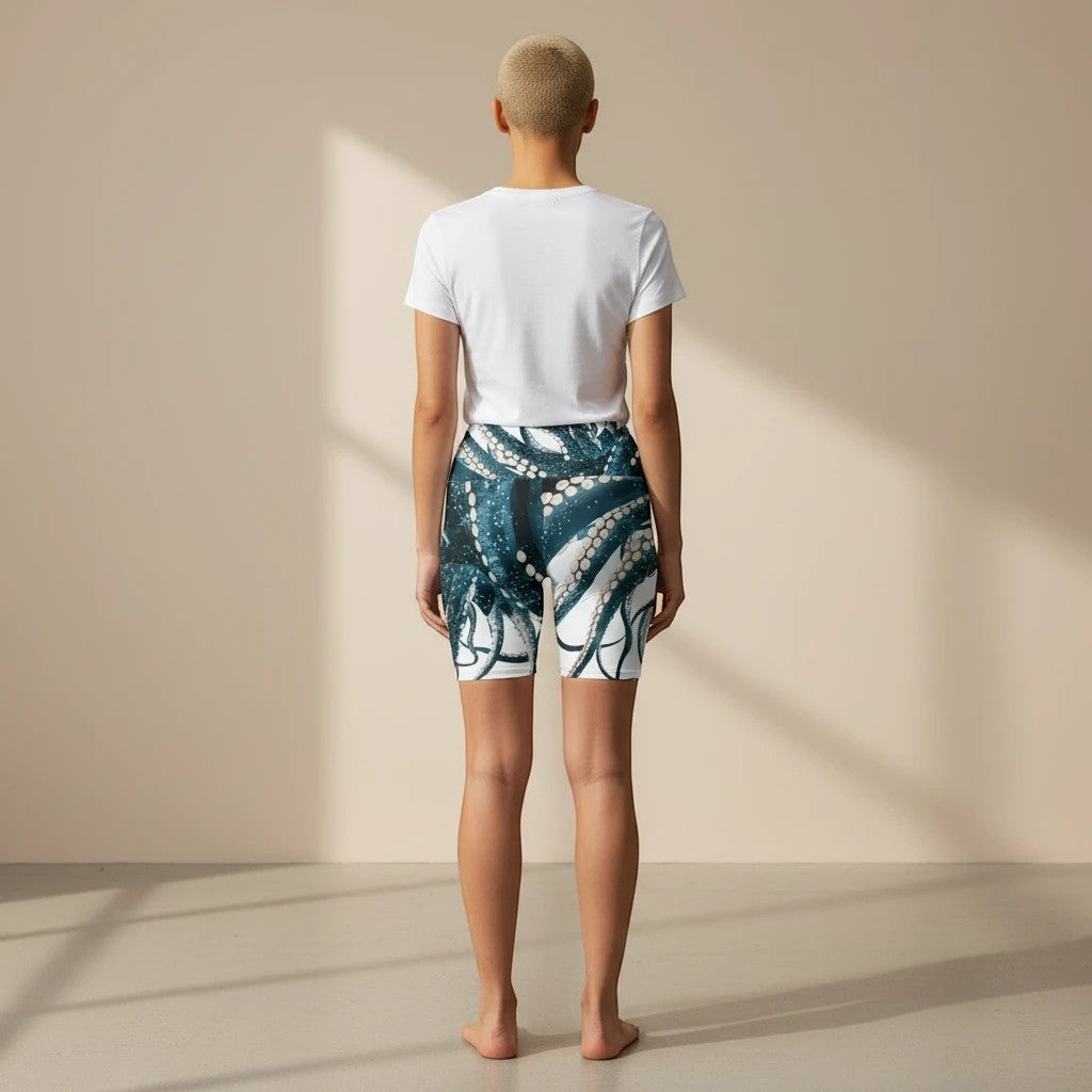 Ocean-Inspired Women's Workout Shorts | Octopus Design for Active Lifestyle