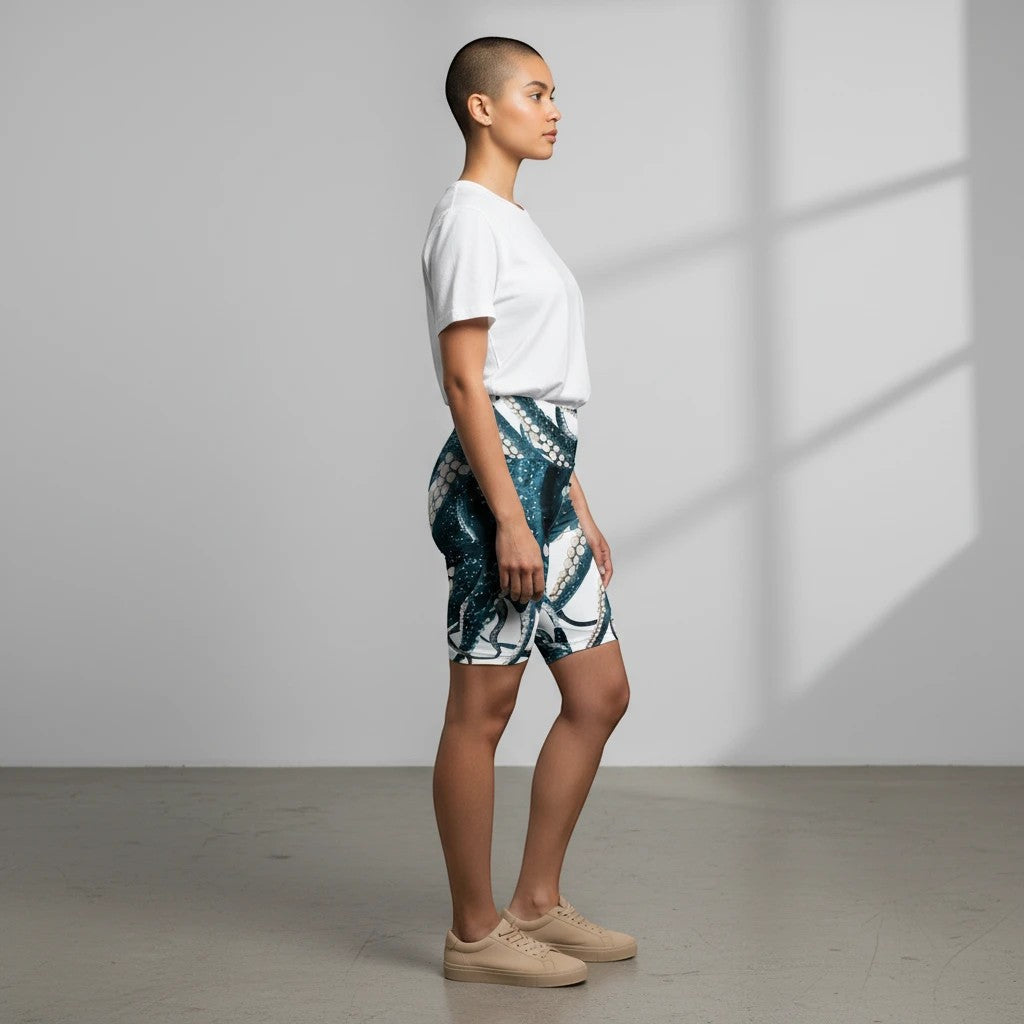 Ocean-Inspired Women's Workout Shorts | Octopus Design for Active Lifestyle