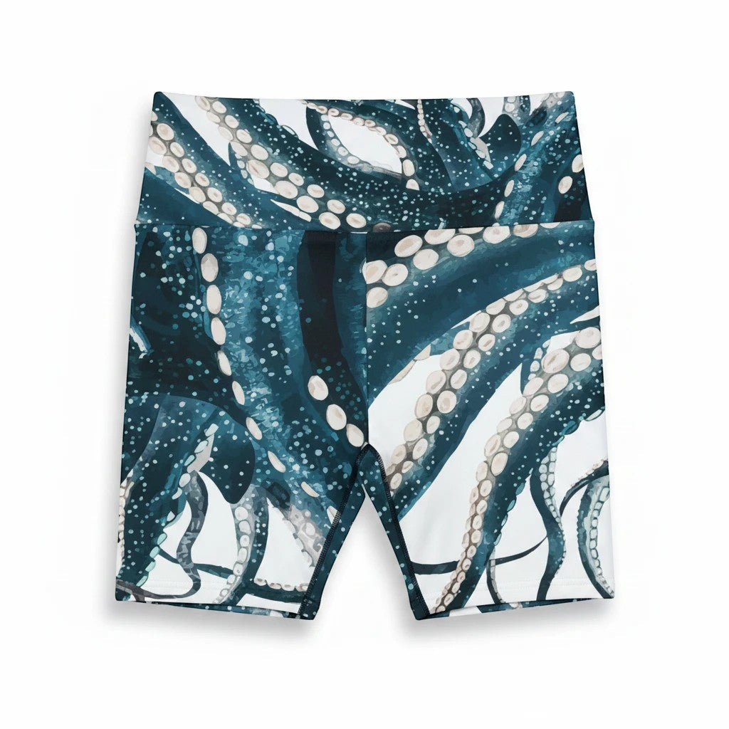 Ocean-Inspired Women's Workout Shorts | Octopus Design for Active Lifestyle