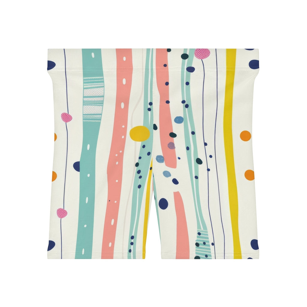 Pastel Stripe Biker Shorts — Pastel Polka & Brushstroke Print