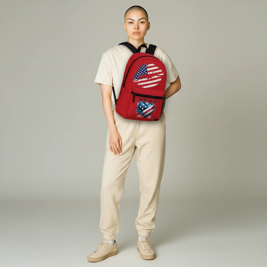 Patriotic Heart Backpack | USA Theme School & Travel Bag