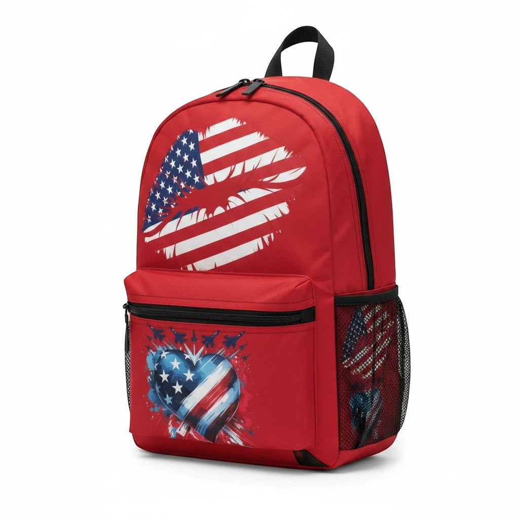 Patriotic Heart Backpack | USA Theme School & Travel Bag