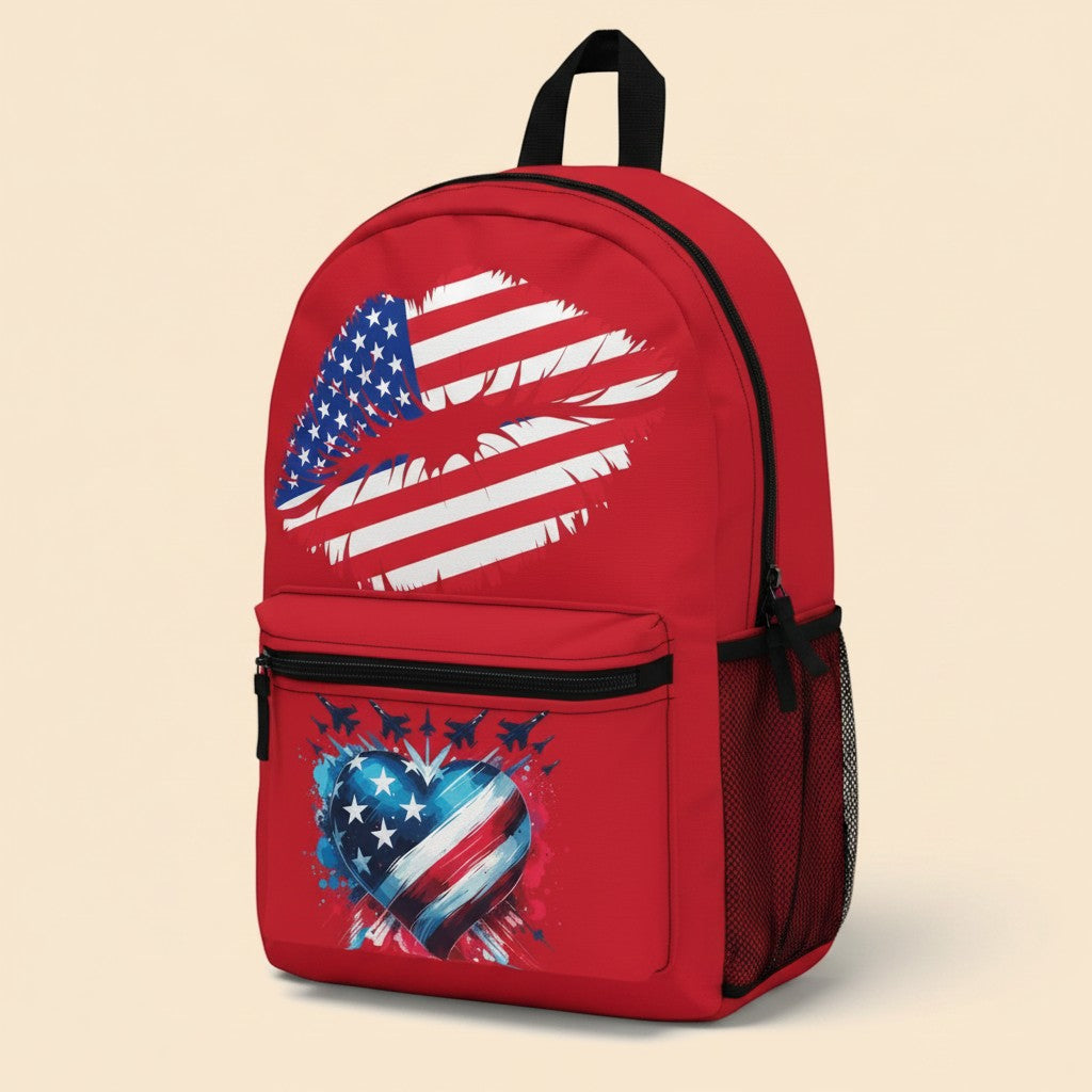 Patriotic Heart Backpack | USA Theme School & Travel Bag
