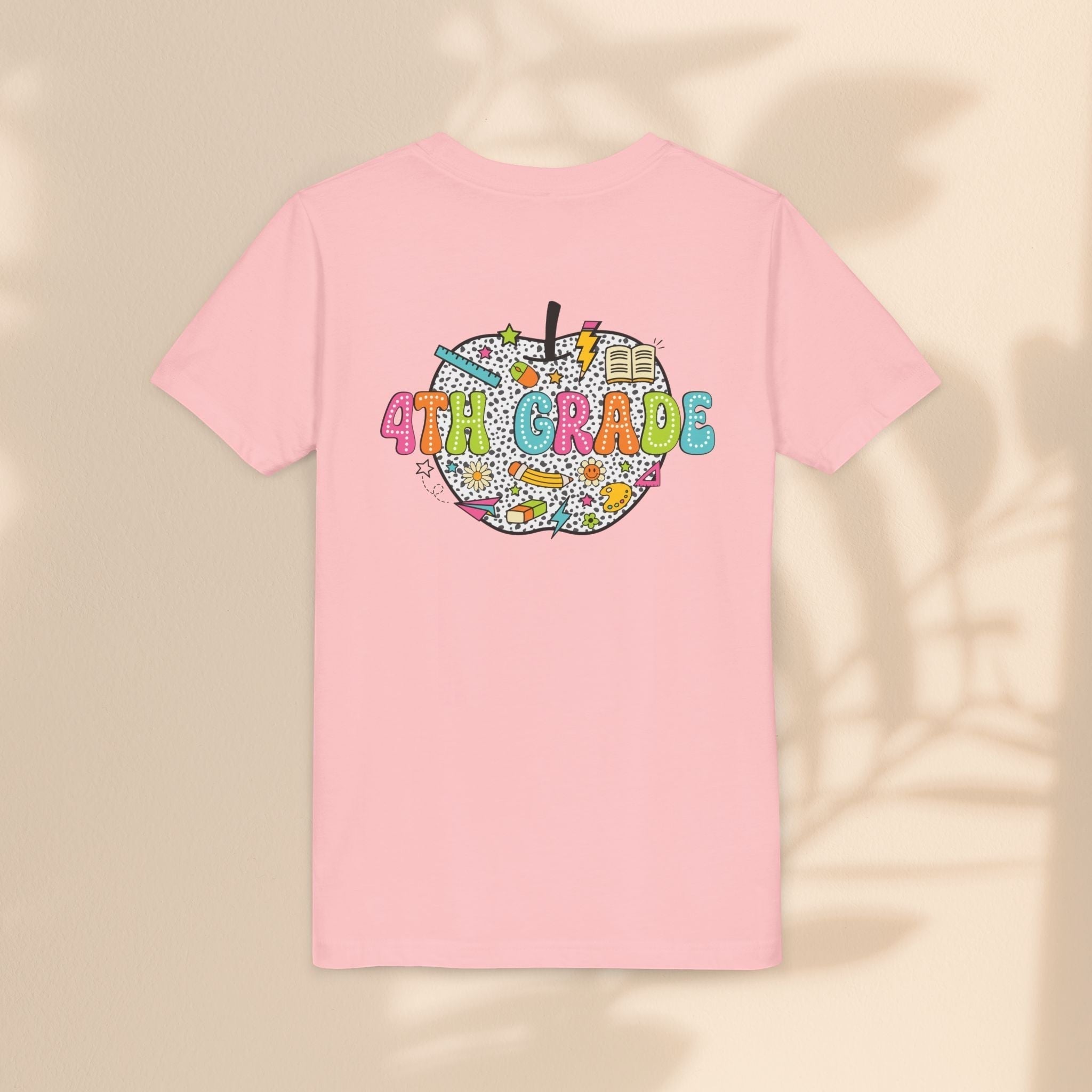4th Grade Apple Youth T-Shirt, Fun Kids Tee, Back to School Shirt, Teacher Appreciation Gift, Colorful Youth Apparel