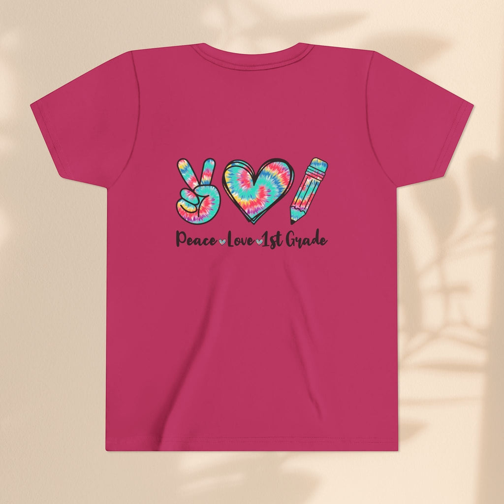 Peace Love 1st Grade Youth Tee, Back to School Outfit