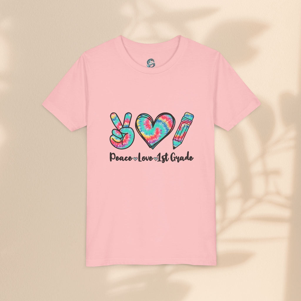Peace Love 1st Grade Youth Tee, Back to School Outfit