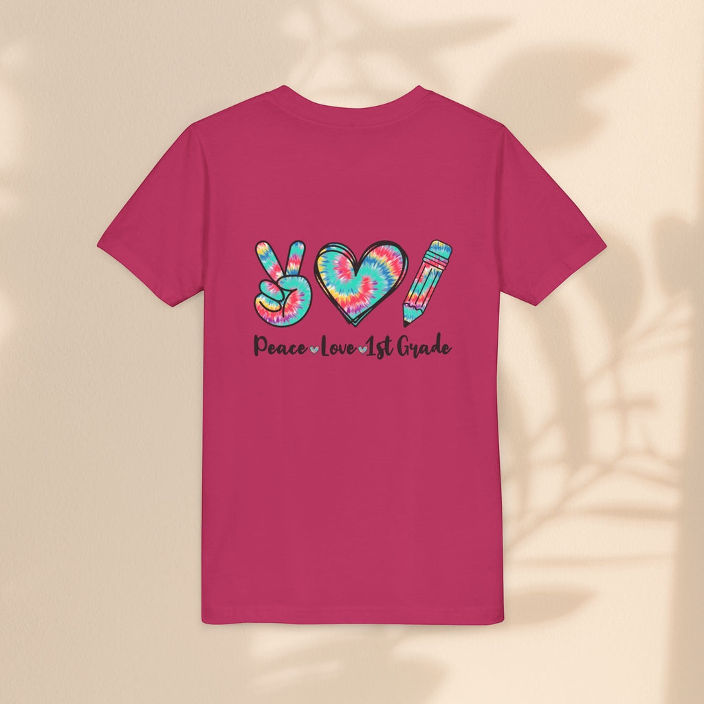 Peace Love 1st Grade Youth Tee, Back to School Outfit