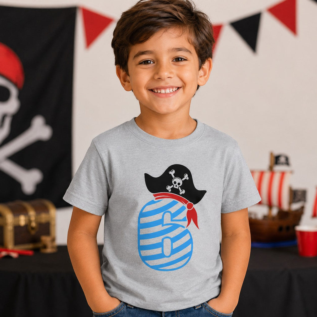 6 year old Pirate-Themed Kids Tee, Fun Birthday Gift