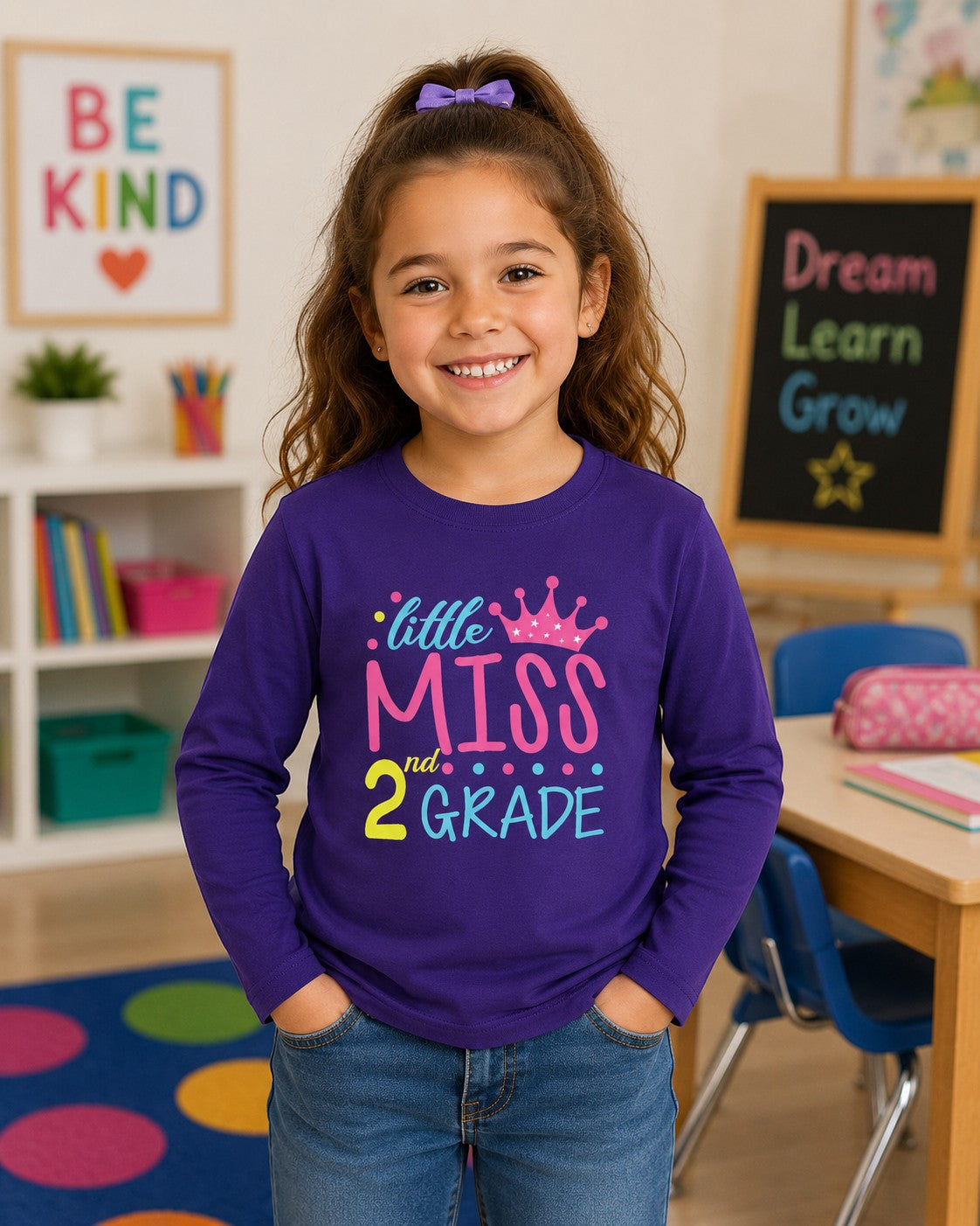 Little Miss 2nd Grade Long Sleeve Shirt – Cute Kids Birthday Tee