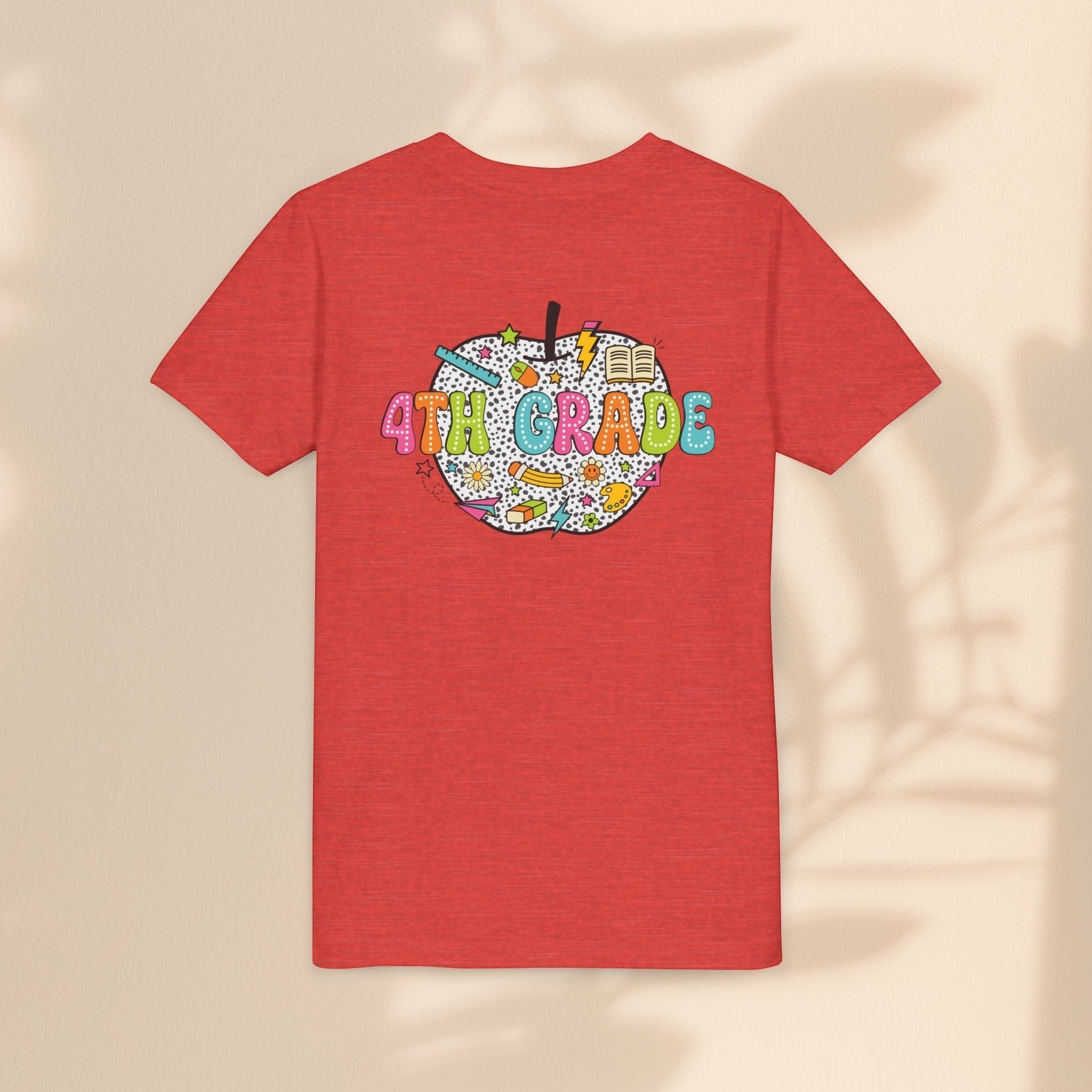 4th Grade Apple Youth T-Shirt, Fun Kids Tee, Back to School Shirt, Teacher Appreciation Gift, Colorful Youth Apparel