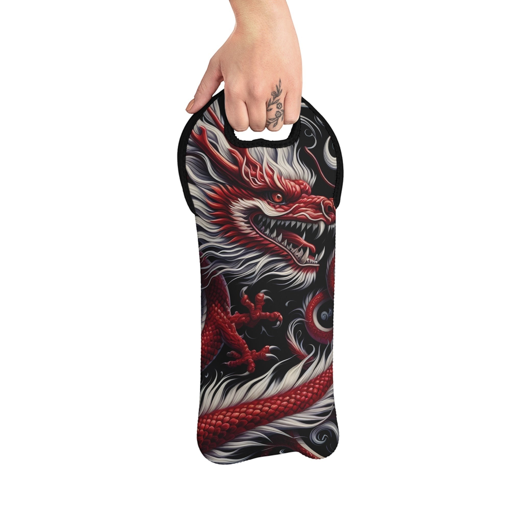 Elegant Red Dragon Wine Tote Bag