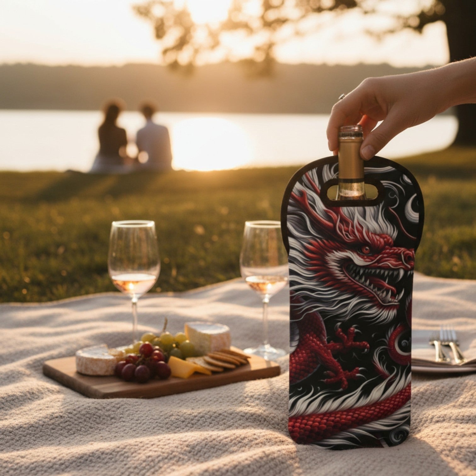 Elegant Red Dragon Wine Tote Bag