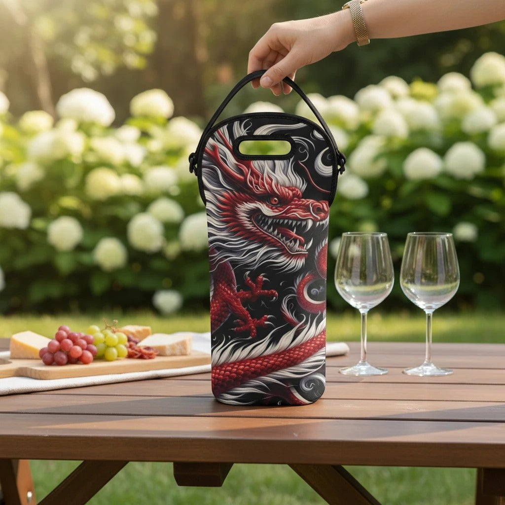 Elegant Red Dragon Wine Tote Bag