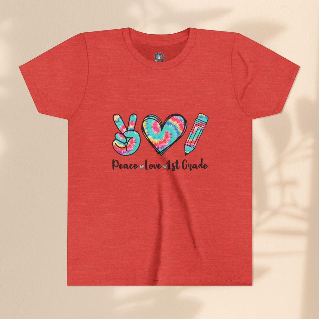 Peace Love 1st Grade Youth Tee, Back to School Outfit