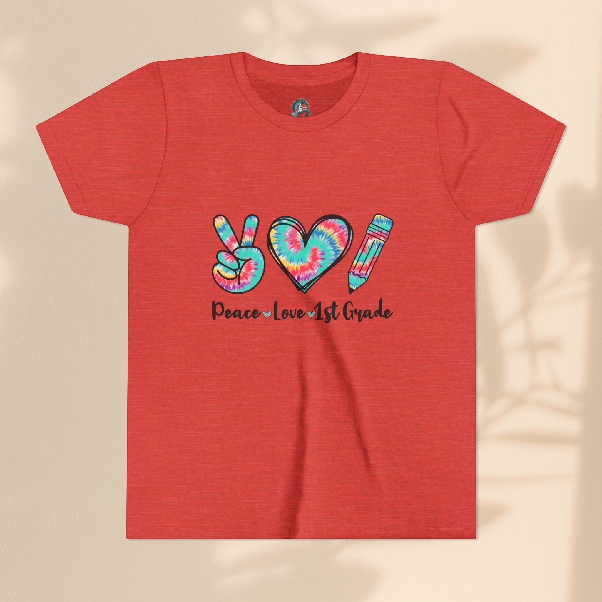 Peace Love 1st Grade Youth Tee, Back to School Outfit