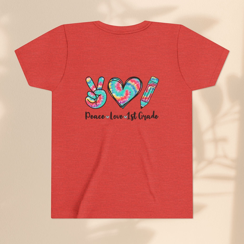 Peace Love 1st Grade Youth Tee, Back to School Outfit