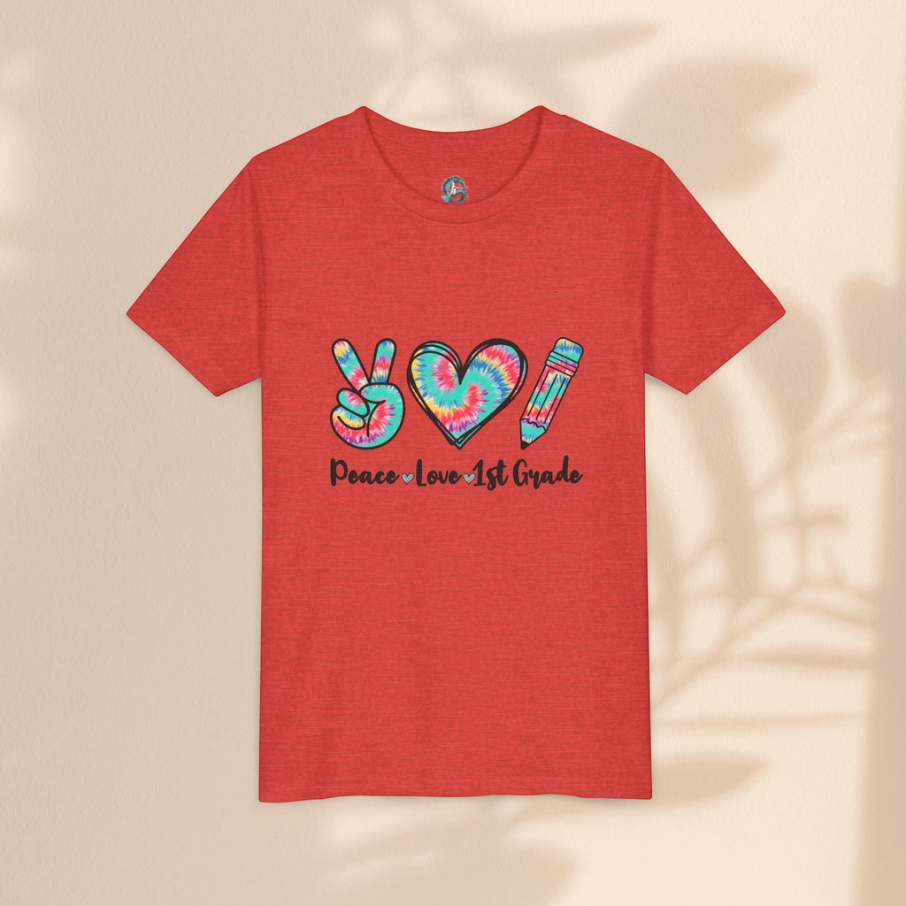 Peace Love 1st Grade Youth Tee, Back to School Outfit