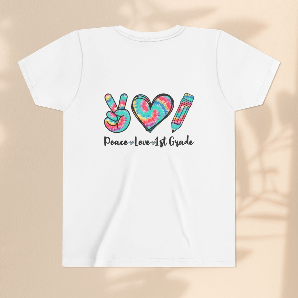 Peace Love 1st Grade Youth Tee, Back to School Outfit